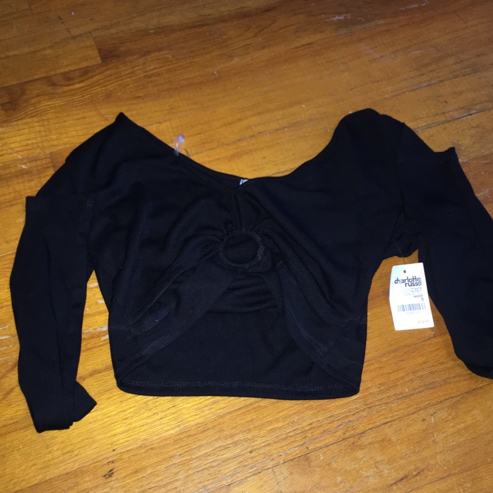 Charlotte Russe Black Crop Top Long Sleeve Croptop